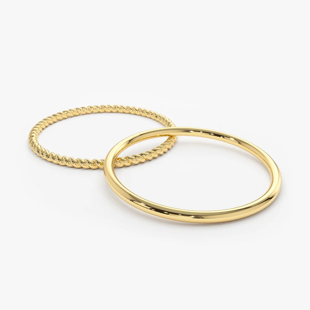 14K Gold Twisted Rope Ring Set - Image 11