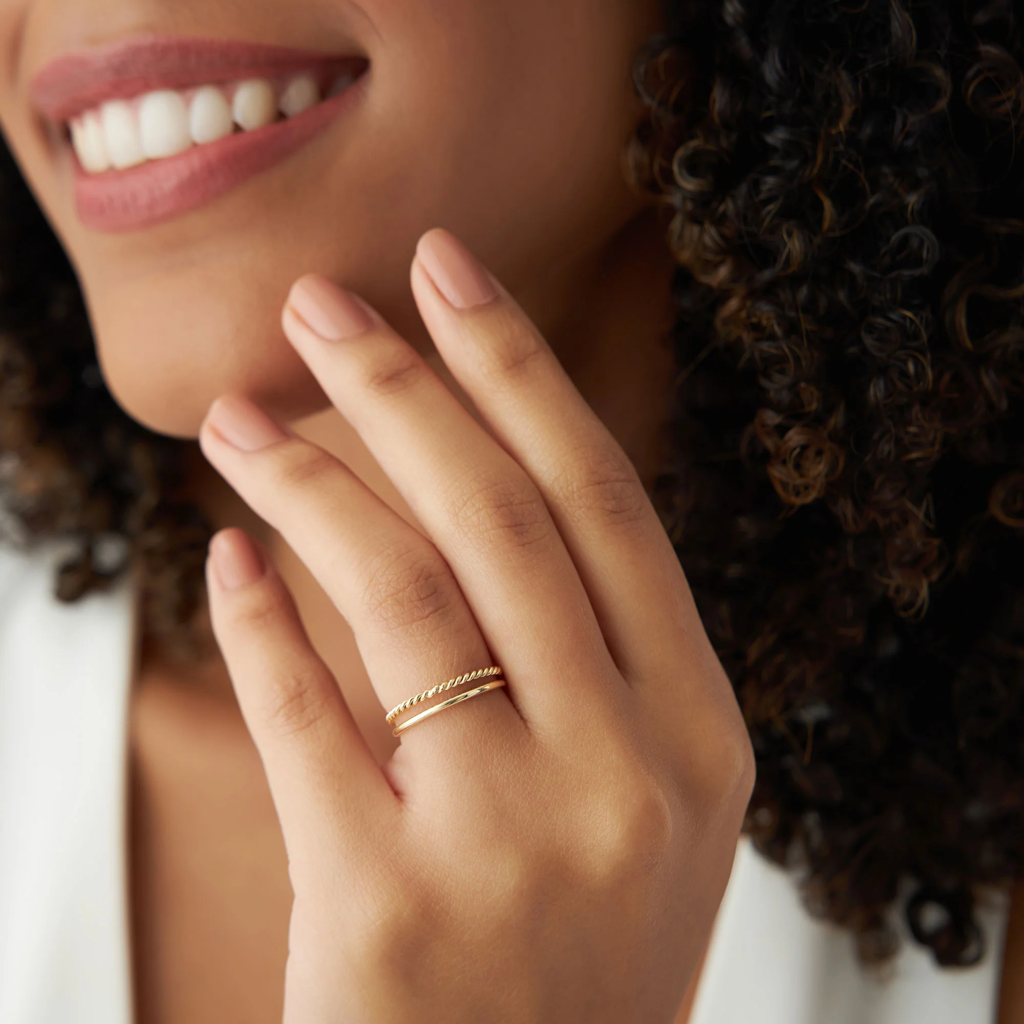 14K Gold Twisted Rope Ring Set - Image 3