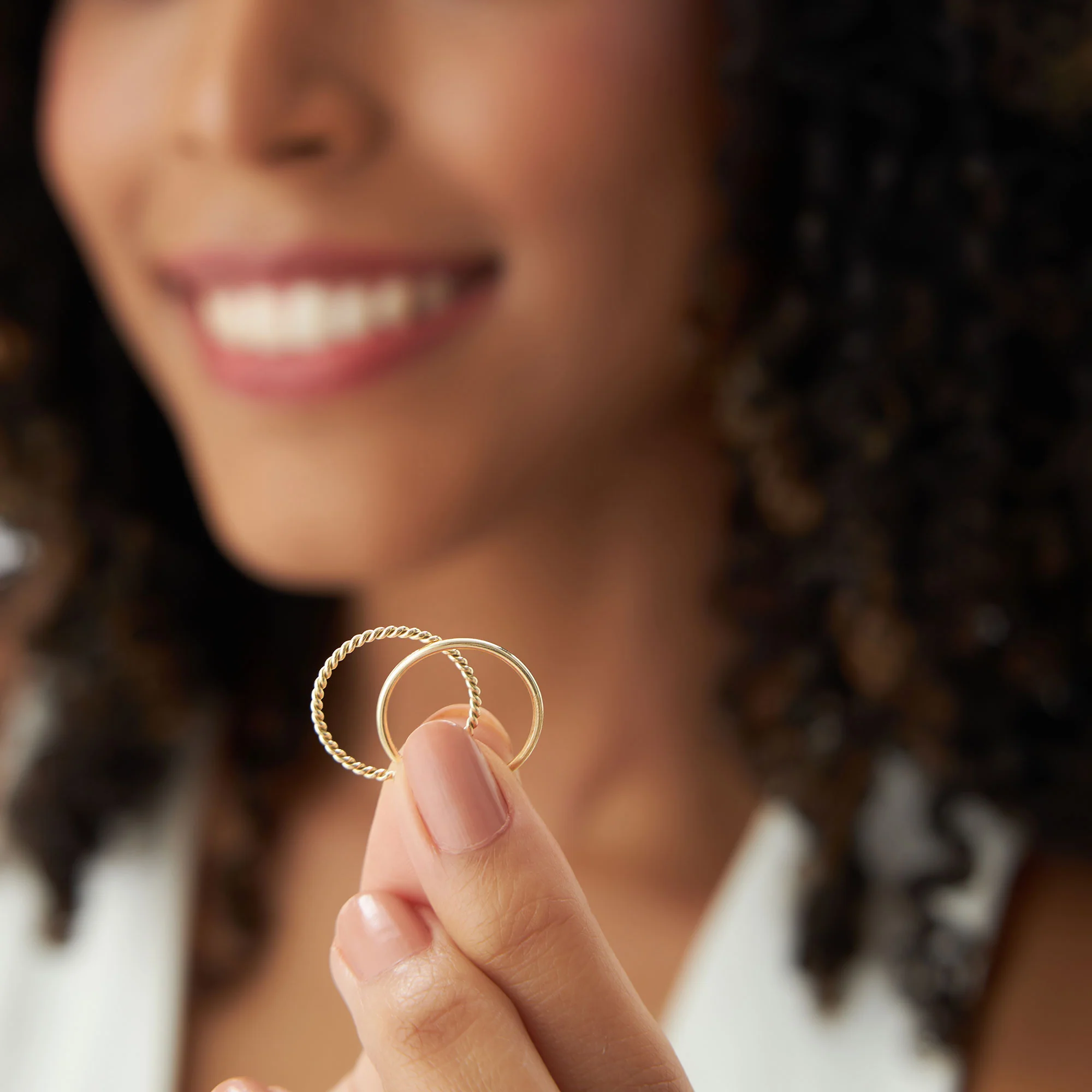 14K Gold Twisted Rope Ring Set - Image 4