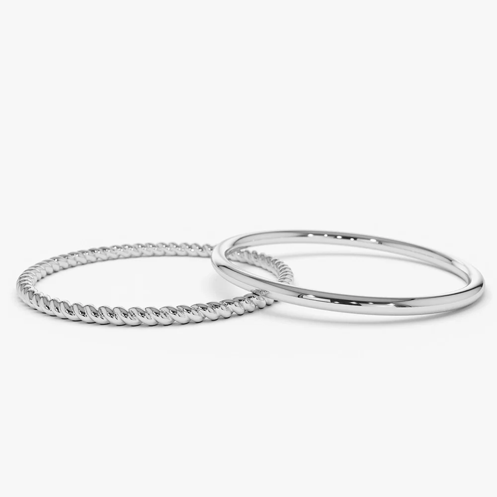 14K Gold Twisted Rope Ring Set - Image 9